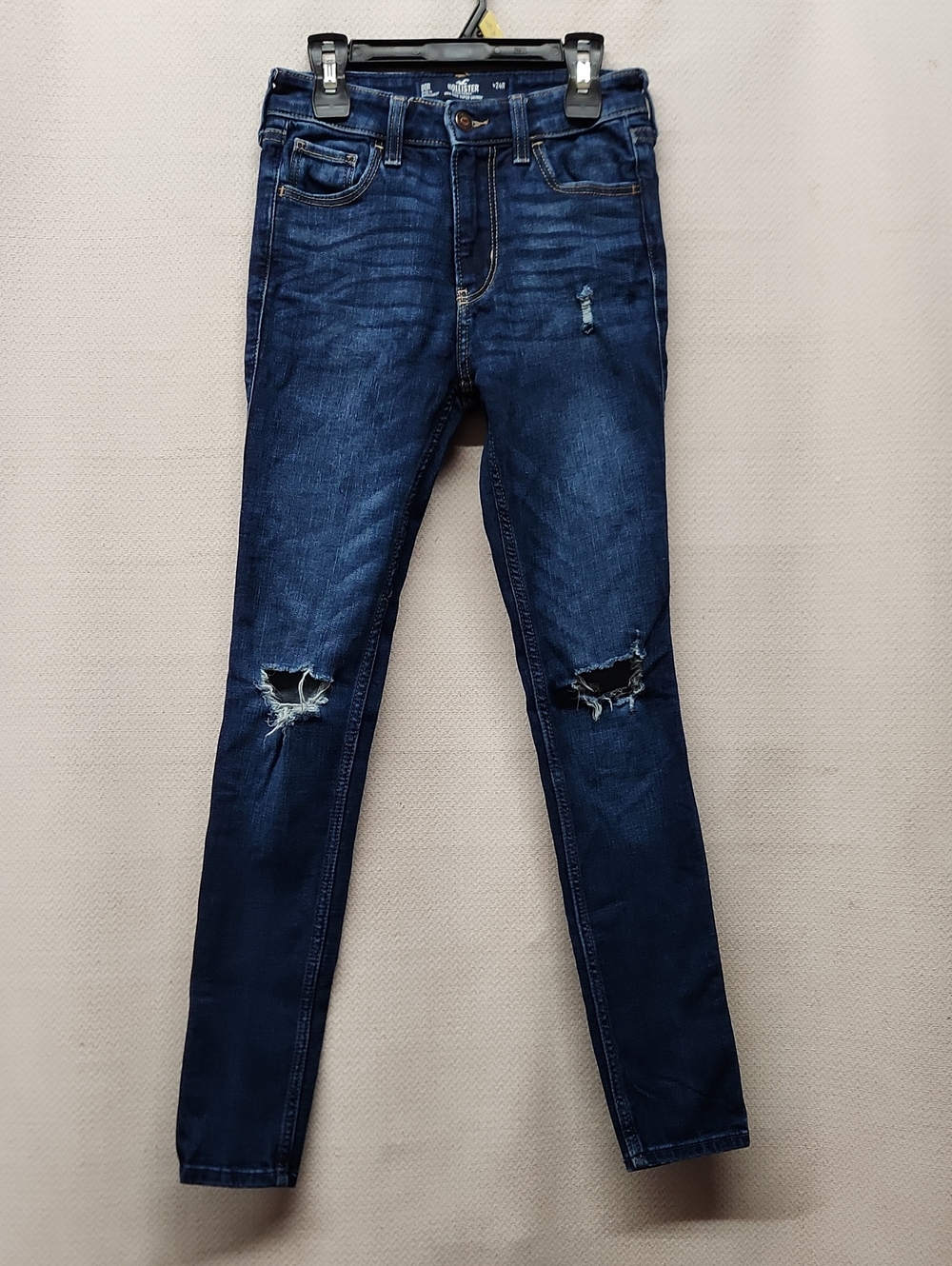 Hollister Women's Skinny Ripped Jeans - Dark Indigo